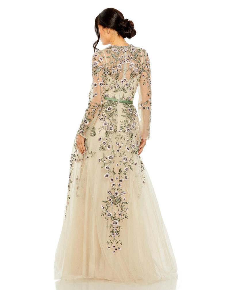 MD-20580 Flared Gown-Beige by Mac Duggal in beige color for women in Singapore