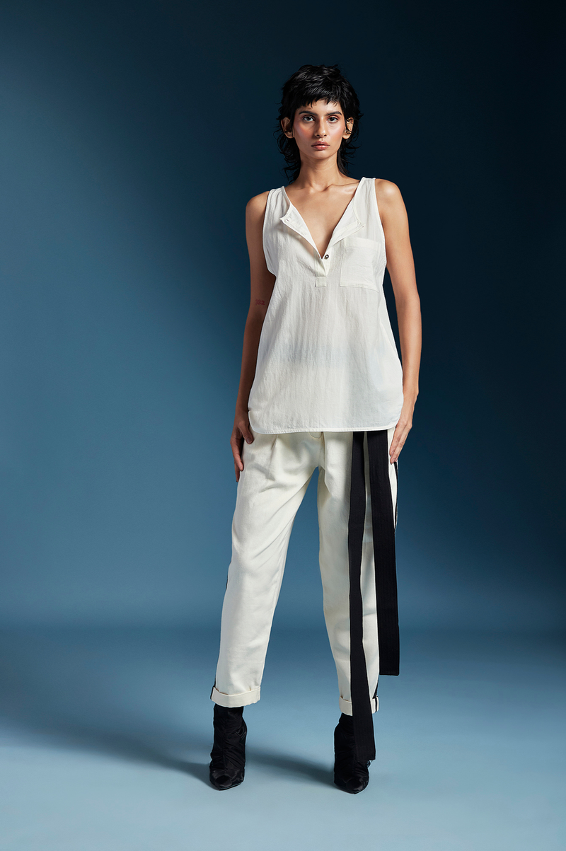 Lev Top-White cotton by Chola in white color for women in Singapore