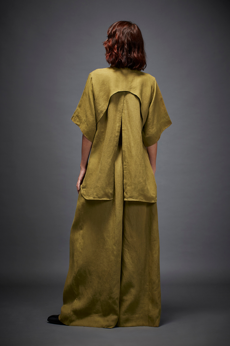 JASPER JUMPSUIT linen by Chola in olive color for women in Singapore