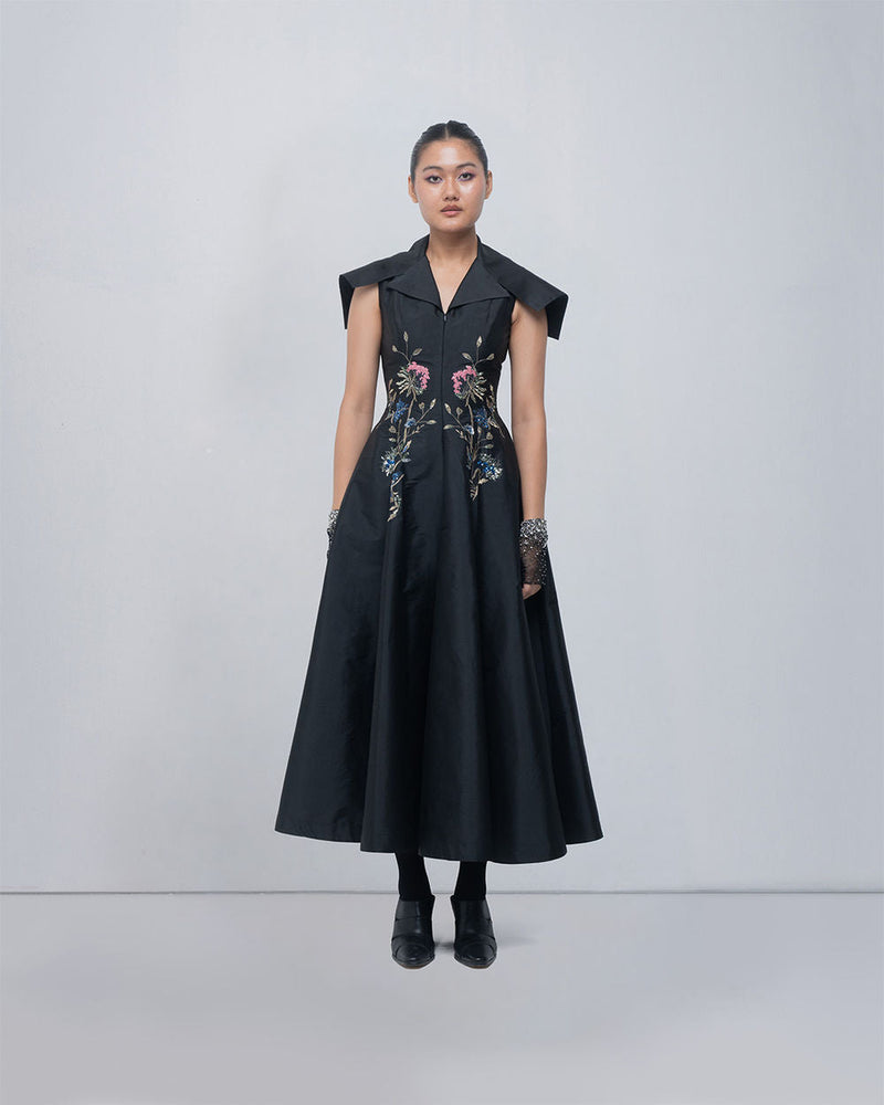 Jenna Dress viscose by Leh Studios in black for women in Singapore