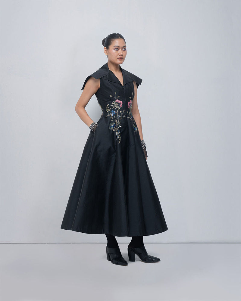 Jenna Dress viscose by Leh Studios in black for women in Singapore
