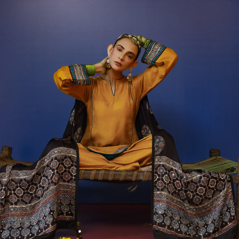 Pherie Mustard Salwaar Kameez and Dupatta Set