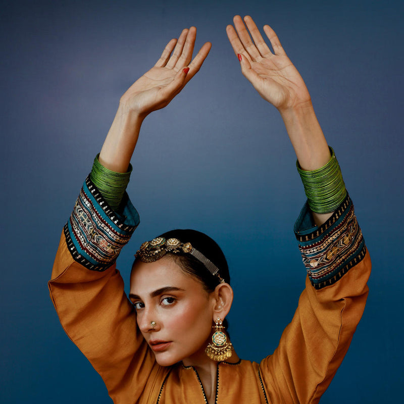 Pherie Mustard Salwaar Kameez and Dupatta Set