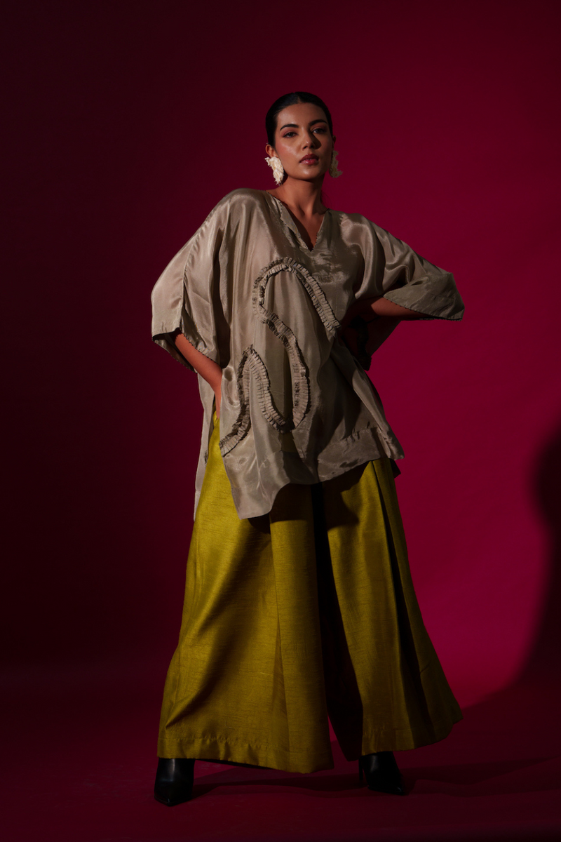Luck Pants -LEaf green mysore silk pants/trousers by Stoique in leaf green for women in Singapore