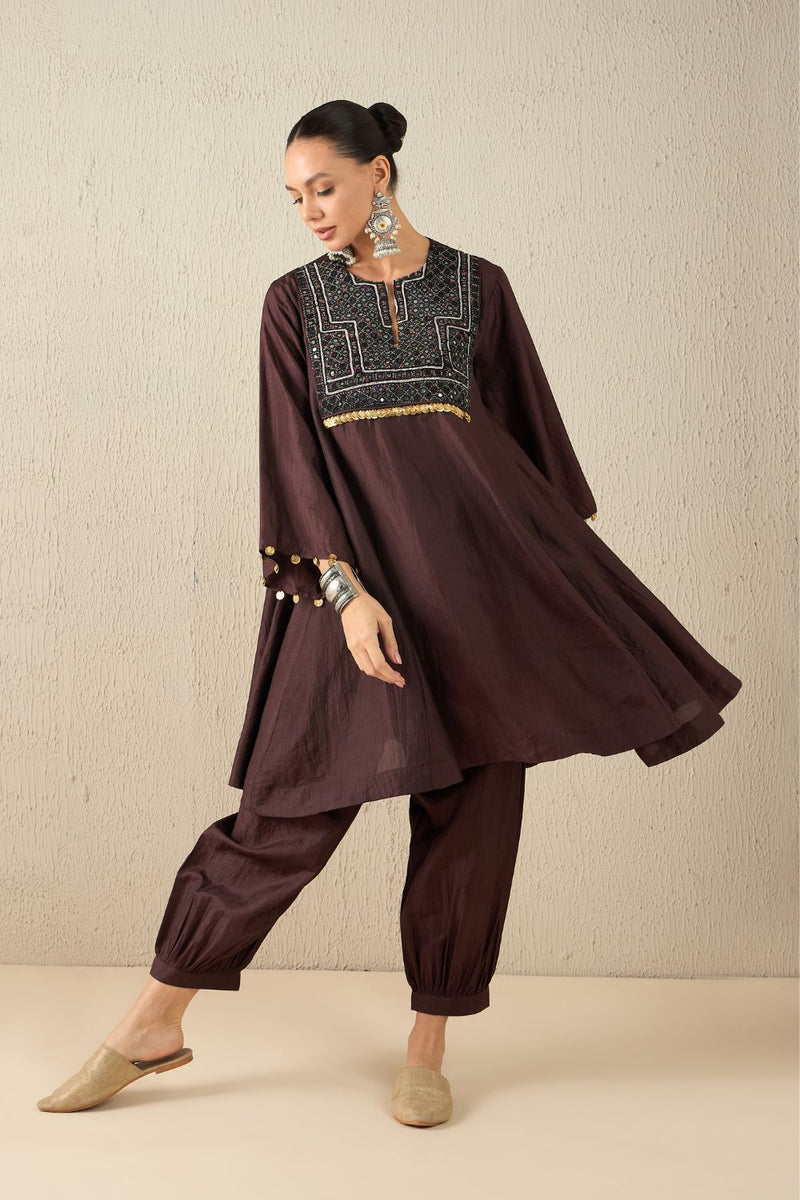 AFGHANI SILK SET silk by Aavidi in yellow color for women in Singapore