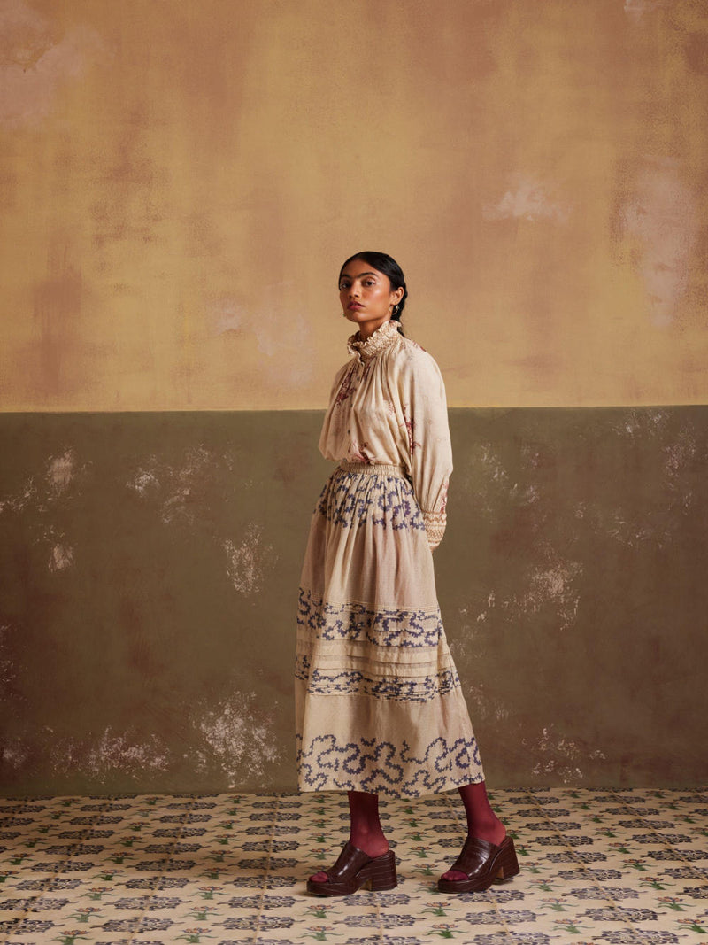 Farmer Set (Top + Skirt)-Peony-Spiral cotton by CORD for women in Singapore