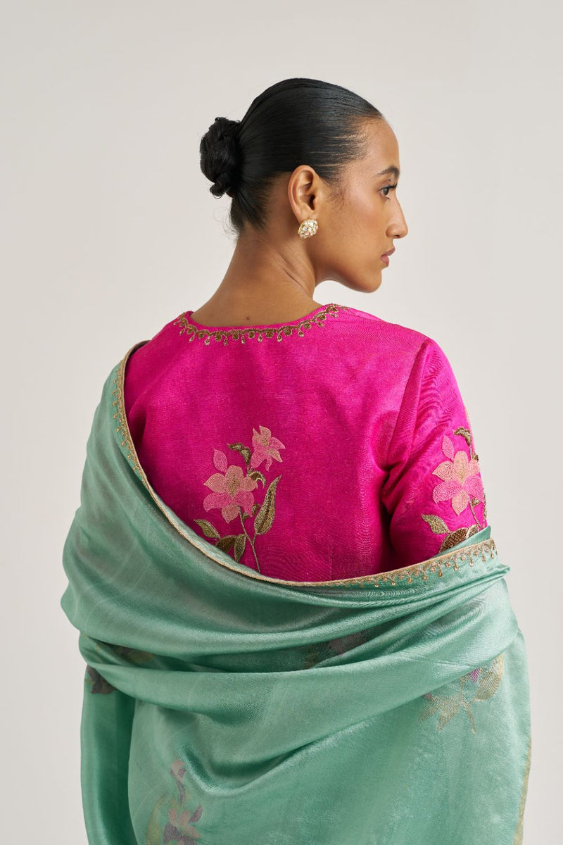 Lilly Blouse Pink silk by Suparna Som in pink color for women in Singapore
