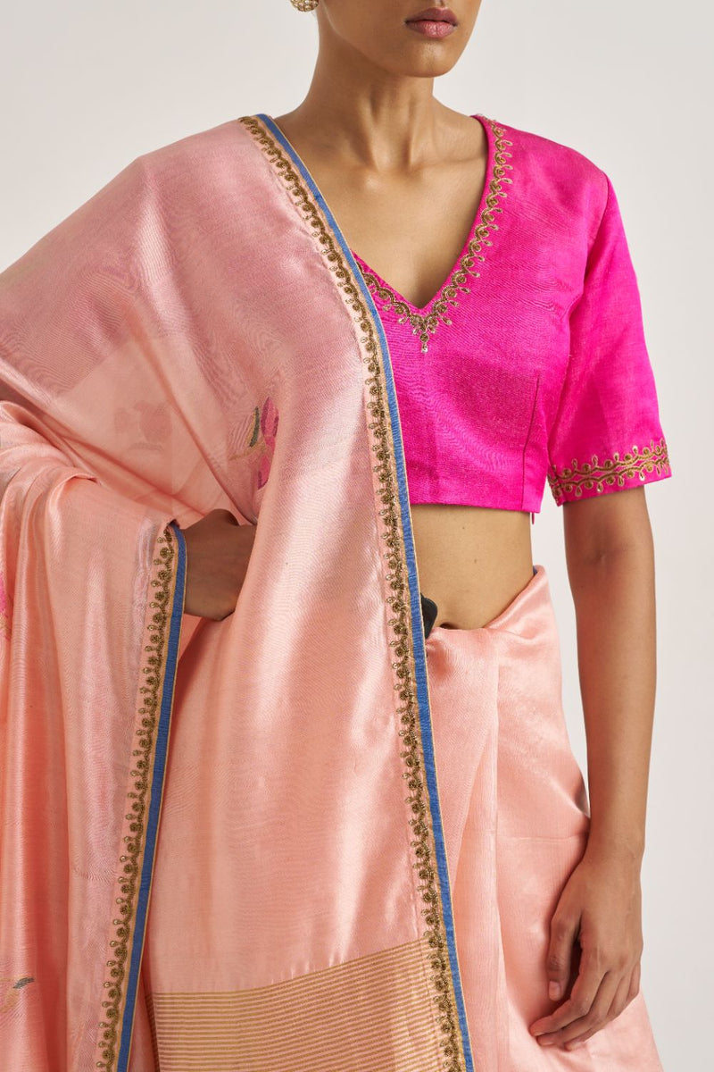 Lilly Blouse Pink silk by Suparna Som in pink color for women in Singapore