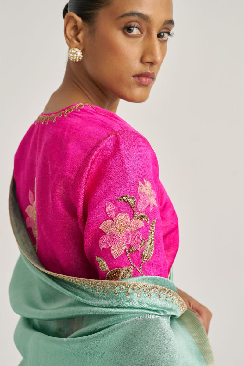 Lilly Blouse Pink silk by Suparna Som in pink color for women in Singapore
