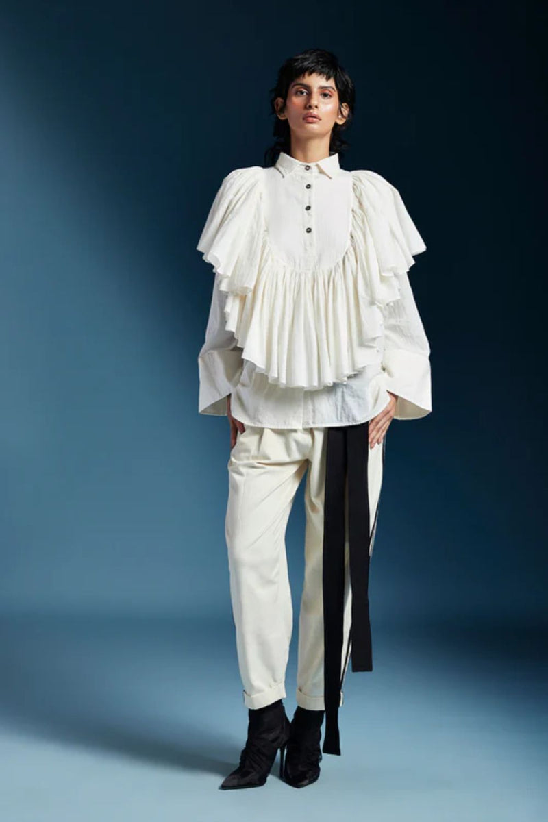 Ana Shirt-White cotton by Chola in white color for women in Singapore