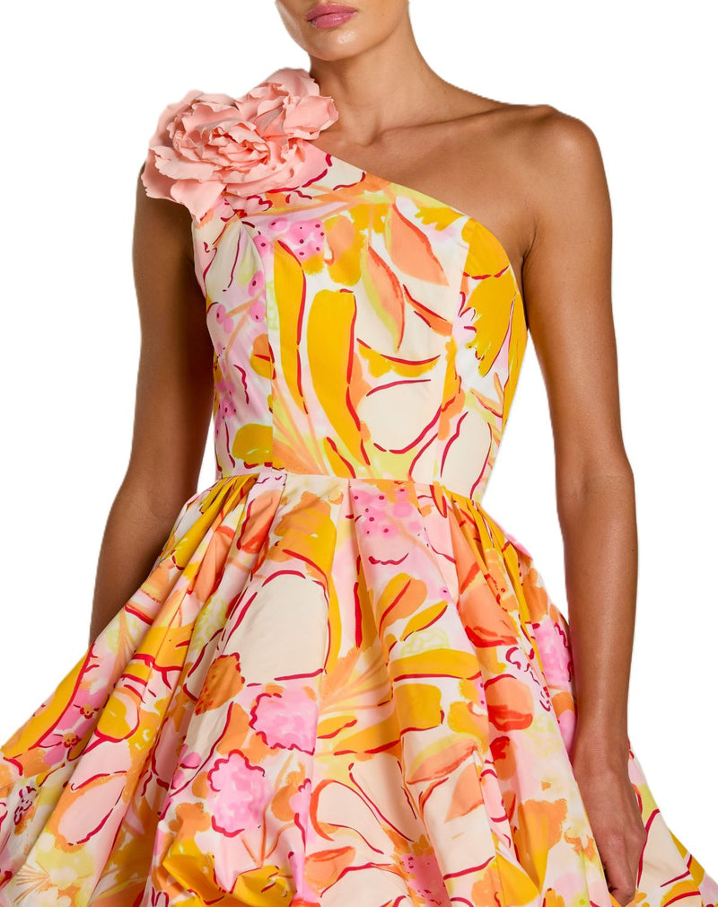 21231 - Yellow Taffeta One Shoulder Bubble Mini Dress by Mac Duggal in yellow color for women in Singapore