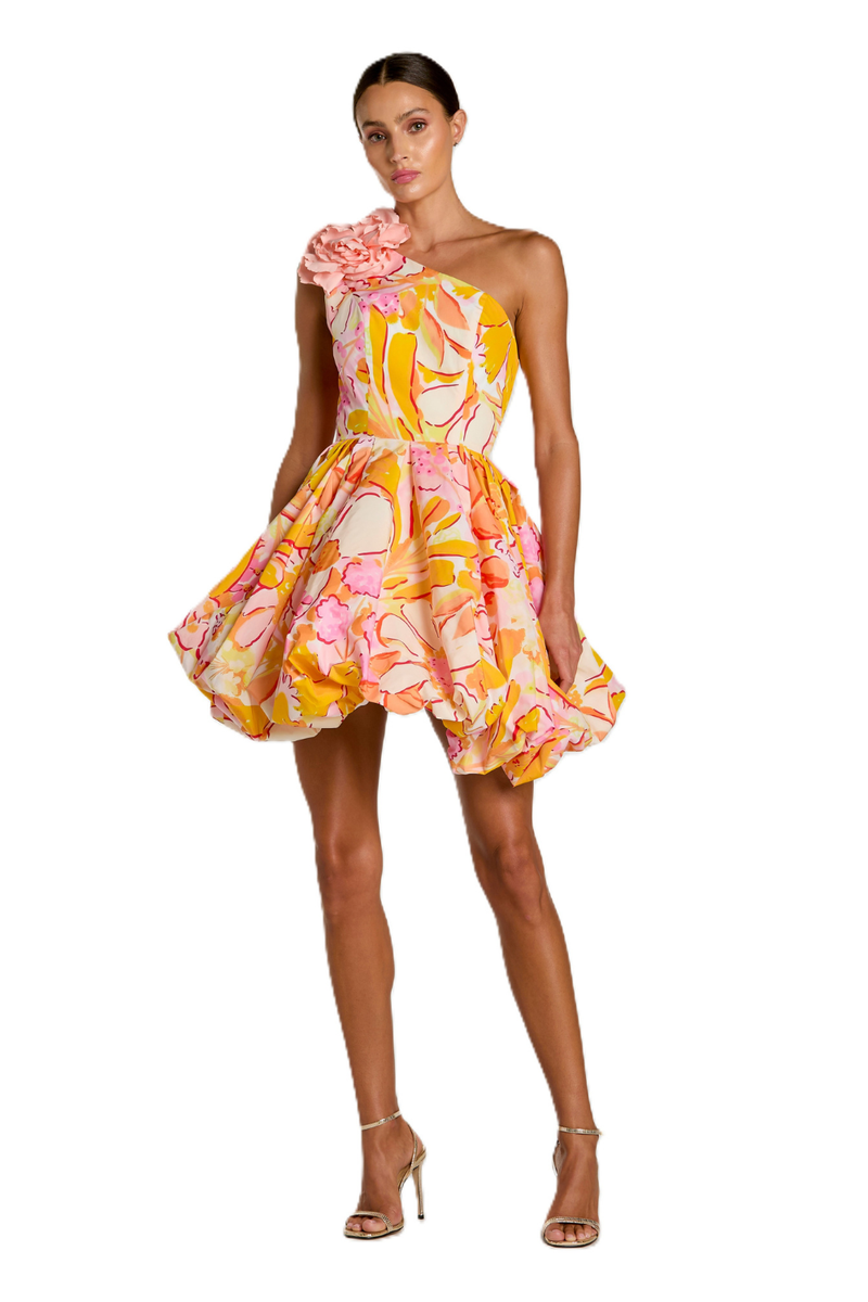 21231 - Yellow Taffeta One Shoulder Bubble Mini Dress by Mac Duggal in yellow color for women in Singapore