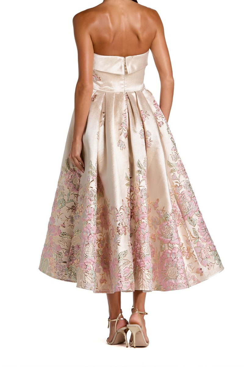 21372 - Ivory Strapless Brocade A Line Midi Dress polyester cocktail/party dress by Mac Duggal in ivory for women in Singapore