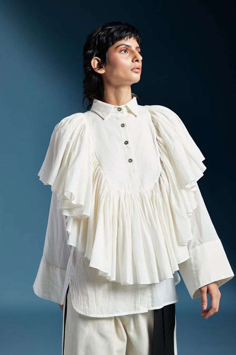 Ana Shirt-White cotton by Chola in white color for women in Singapore