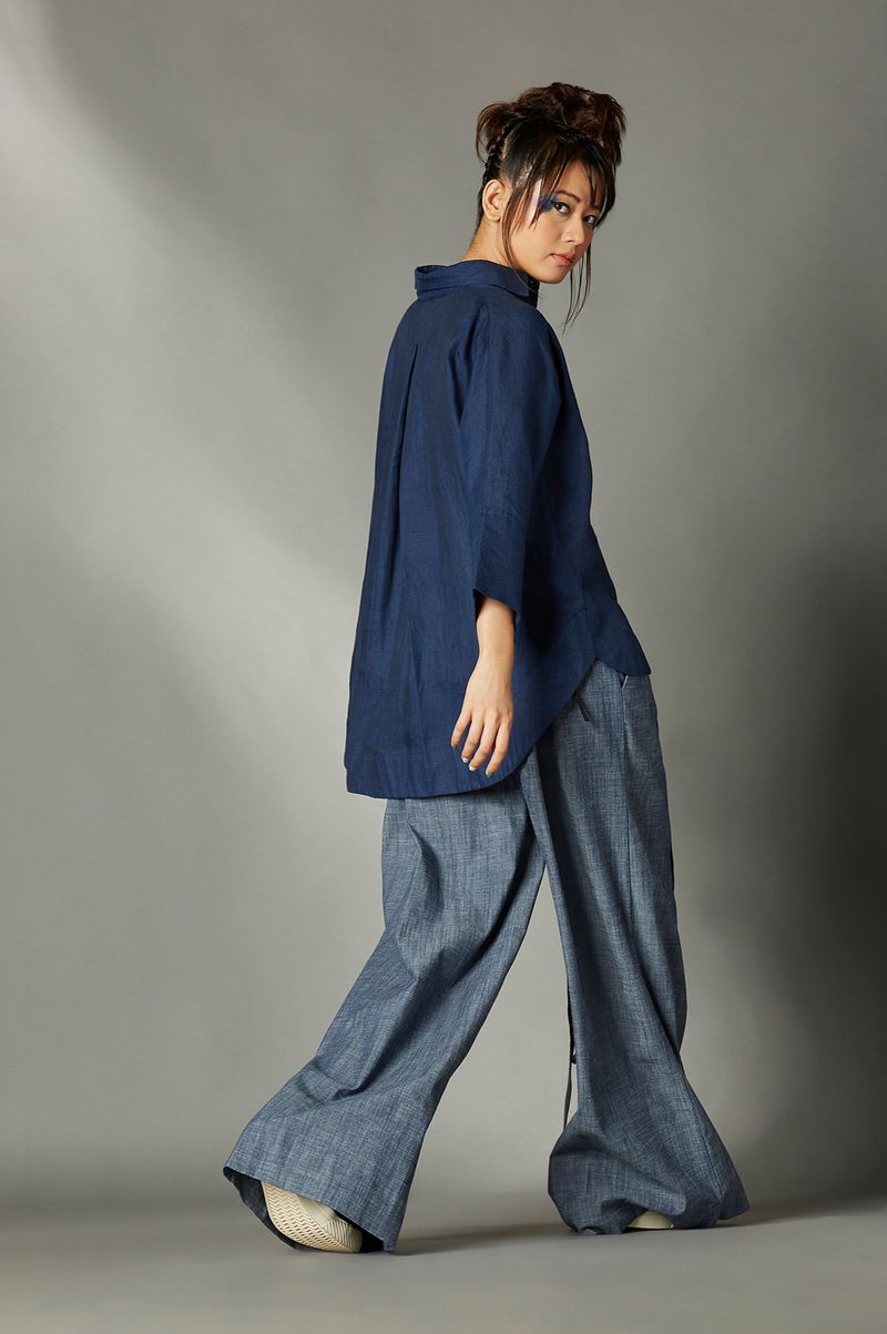 Keye Top linen by Chola in blue color for women in Singapore