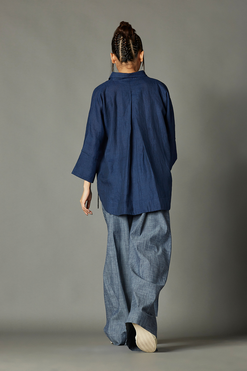Keye Top linen by Chola in blue color for women in Singapore