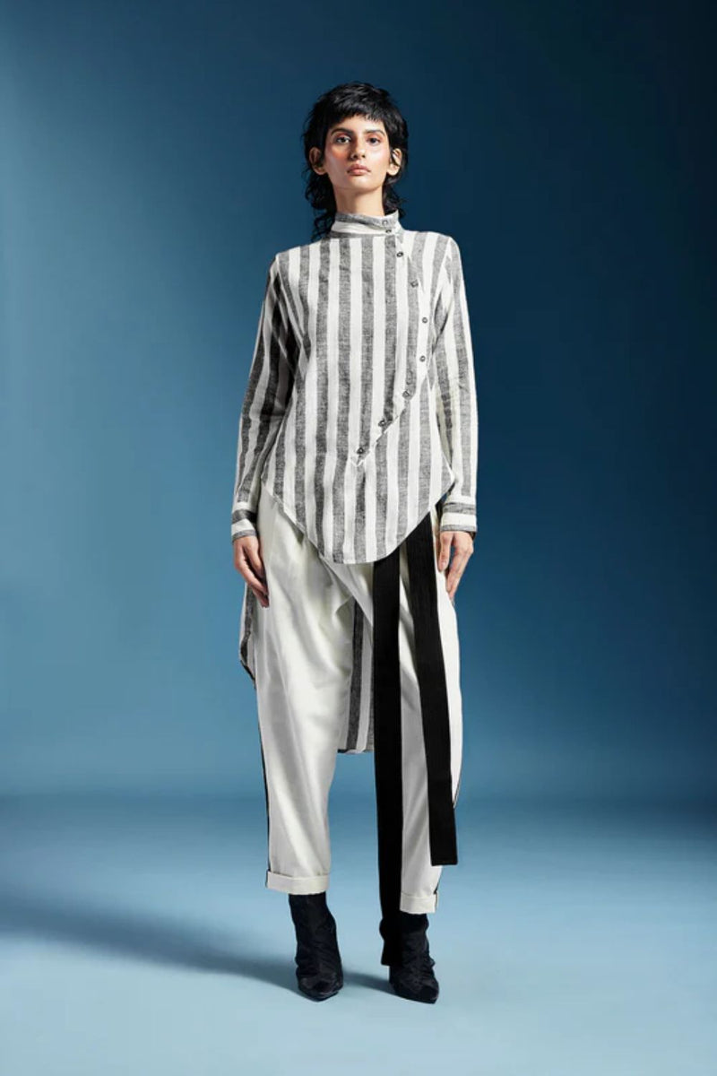 Andie Shirt in Kala Cotton-Bw Awning Stripes cotton by Chola for women in Singapore