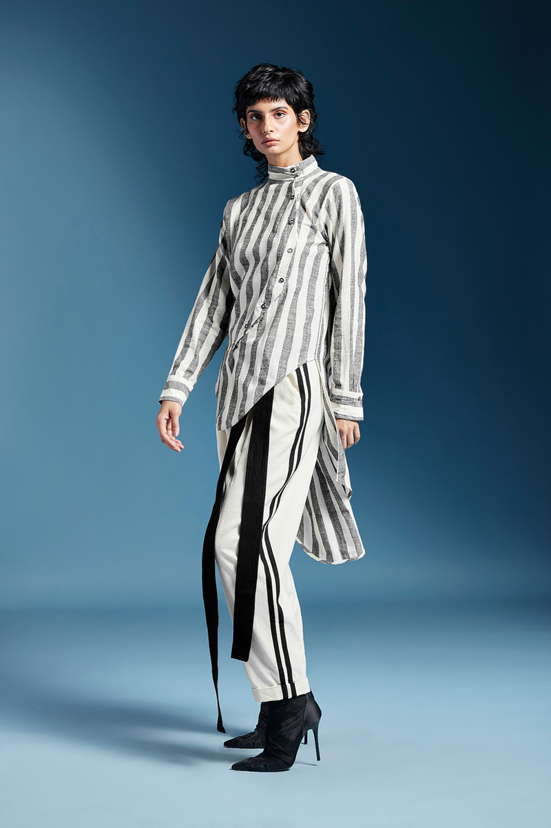 Andie Shirt in Kala Cotton-Bw Awning Stripes cotton by Chola for women in Singapore
