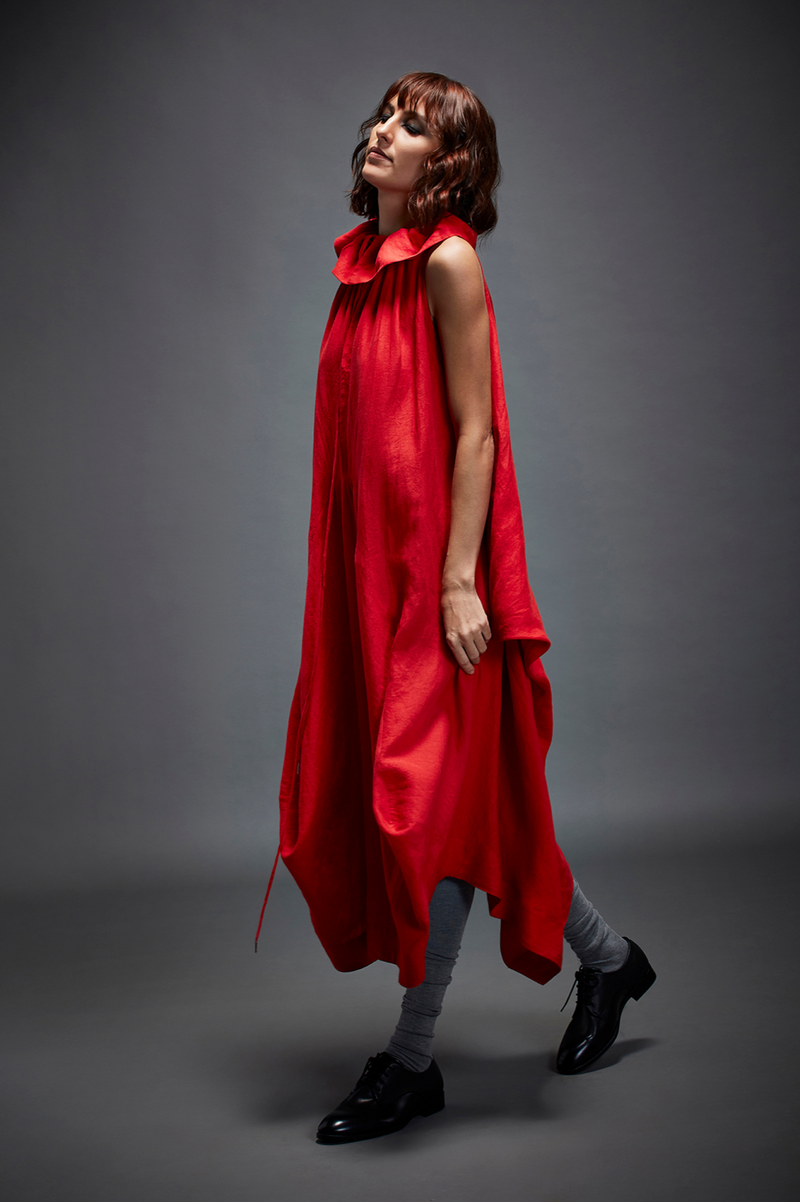 SIRENA DRESS linen by Chola in red color for women in Singapore