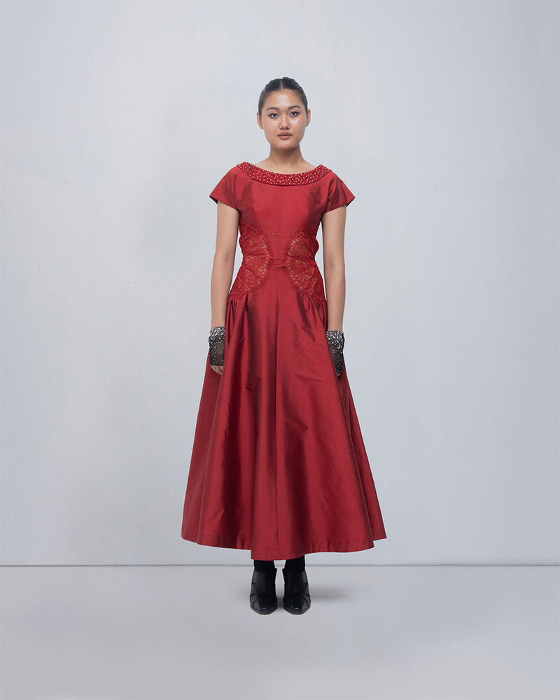 Pauline Dress viscose by Leh Studios in red for women in Singapore