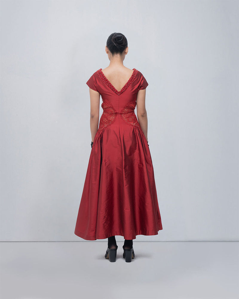 Pauline Dress viscose by Leh Studios in red for women in Singapore
