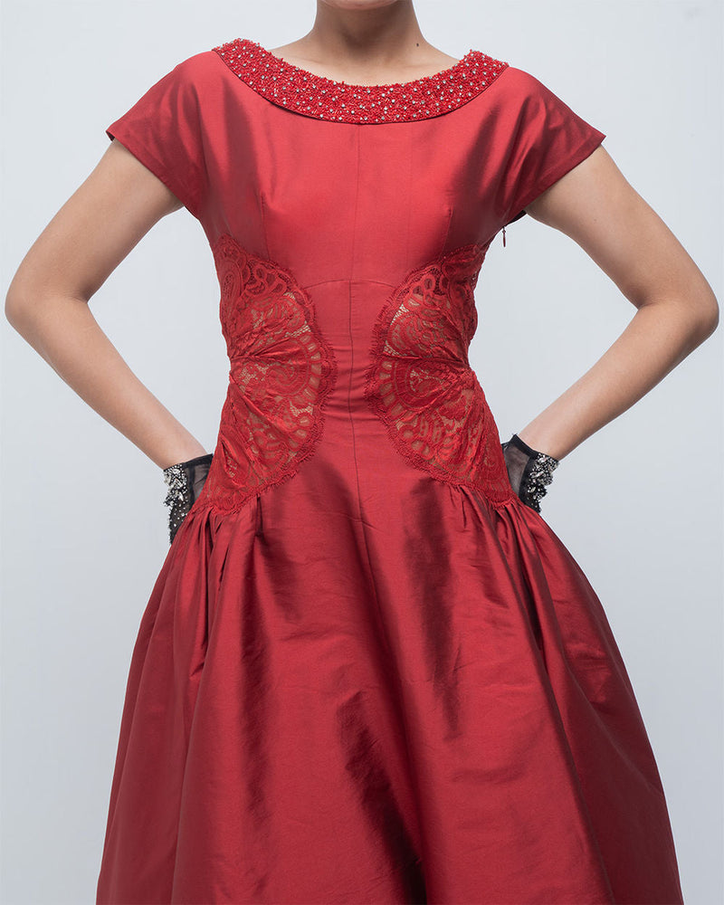 Pauline Dress viscose by Leh Studios in red for women in Singapore