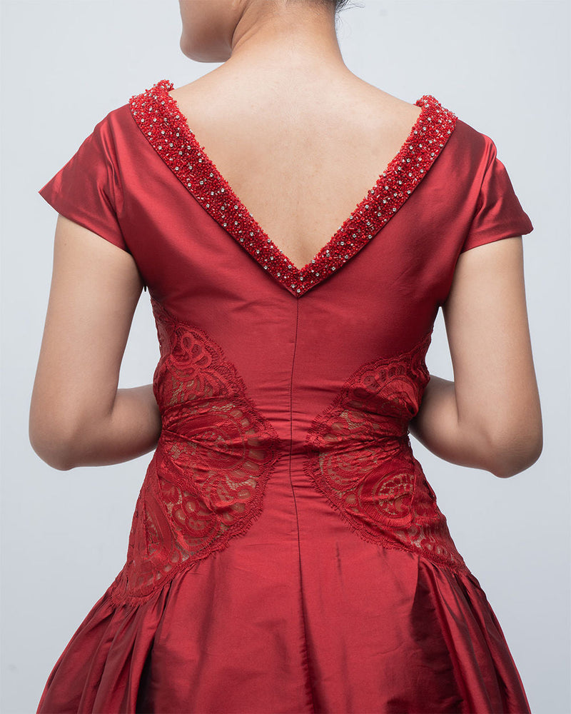 Pauline Dress viscose by Leh Studios in red for women in Singapore