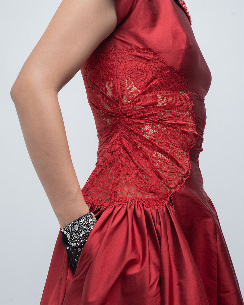 Pauline Dress viscose by Leh Studios in red for women in Singapore