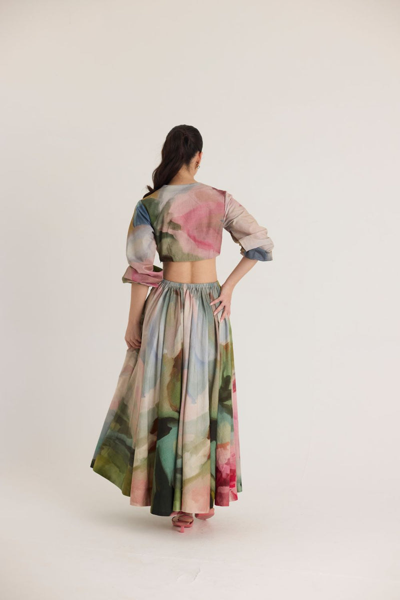 TILLY BOTH SIDE CUT DRESS poplin by Yam in multi color for women in Singapore