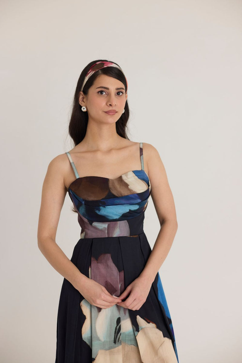 ROCCO COWL BRALETTE DRESS satin by Yam in black color for women in Singapore