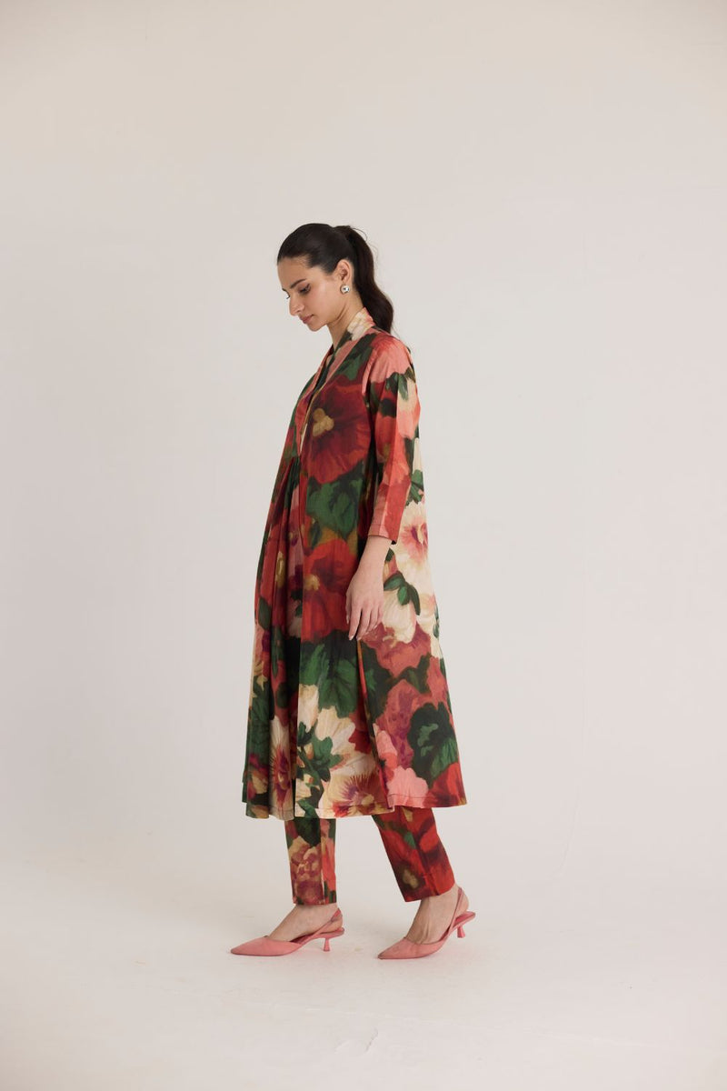 SCARLETT V NECK KURTA SET cotton by Yam in multi color for women in Singapore
