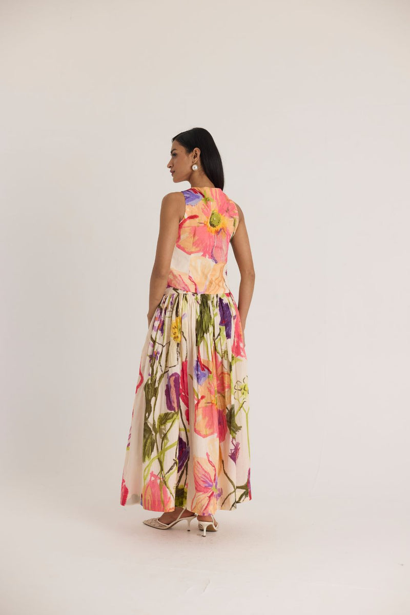 DOLLY WHITE WAISTCOAT & SKIRT SET cotton by Yam in multi color for women in Singapore