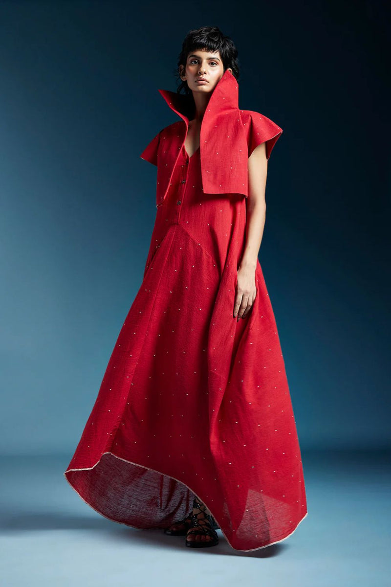 Lou Jacket-Red cotton by Chola in red color for women in Singapore
