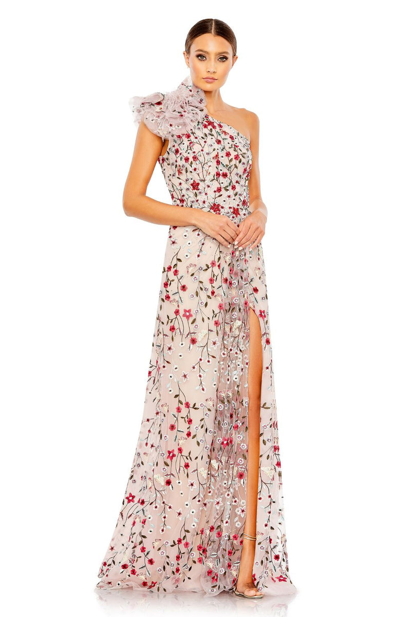 20331-Embellished Ruffled One Shoulder A Line Gown mul by Mac Duggal in multi color for women in Singapore