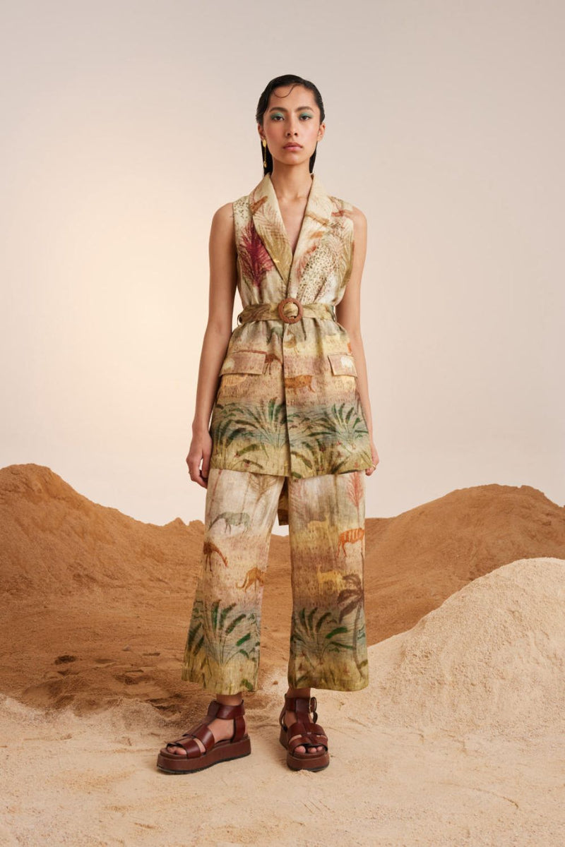 Summer Blazer Set (2pc) (Blazer + Pants)-Woods linen Co-ord Set by CORD for women in Singapore
