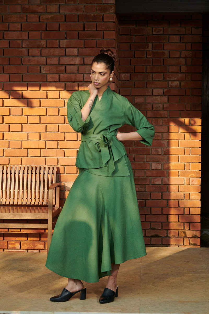 Thyme Co-Linen Asymmetrical Skirt Set