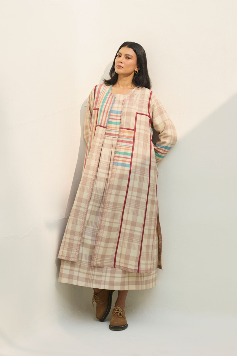 Thena Reversible Merino Wool Co-ord Set - Beige by Manan in beige color for women in Singapore