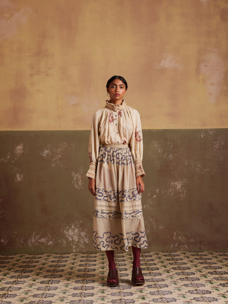 Farmer Set (Top + Skirt)-Peony-Spiral cotton by CORD for women in Singapore