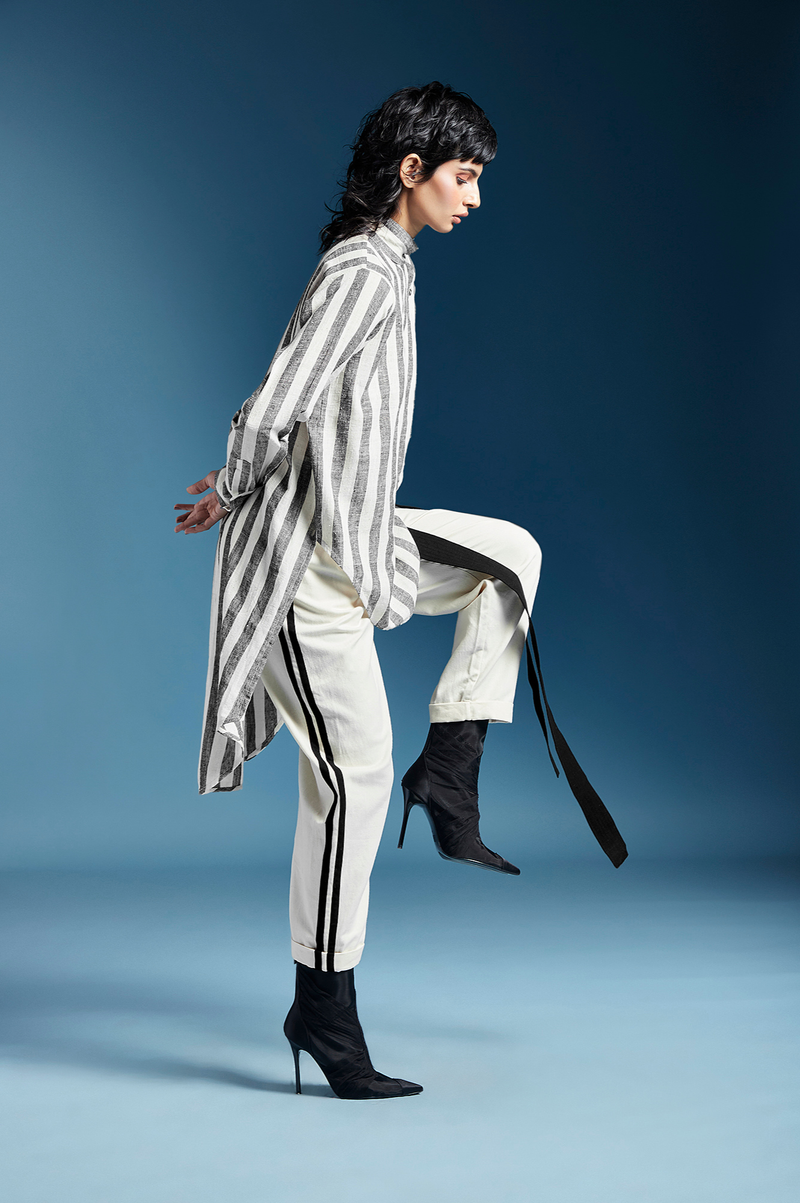 Andie Shirt in Kala Cotton-Bw Awning Stripes cotton by Chola for women in Singapore