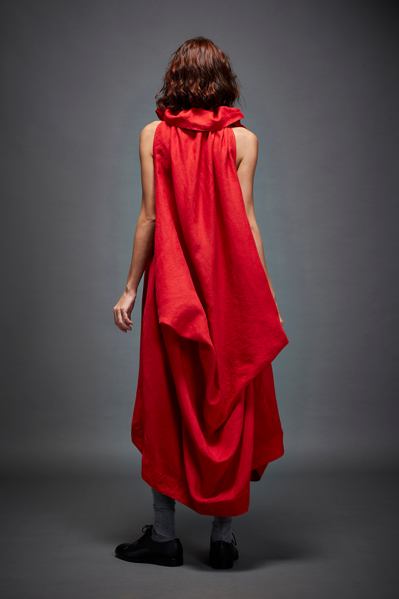 SIRENA DRESS linen by Chola in red color for women in Singapore
