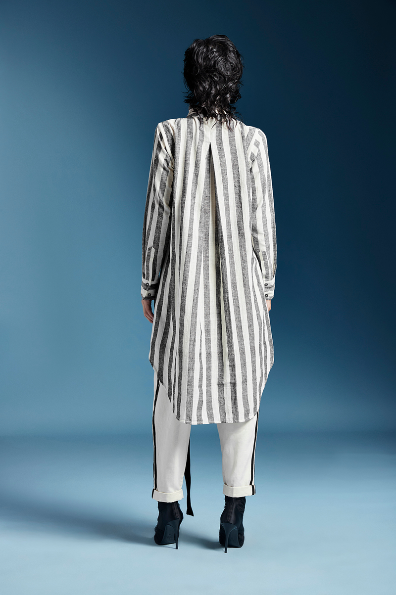 Andie Shirt in Kala Cotton-Bw Awning Stripes cotton by Chola for women in Singapore