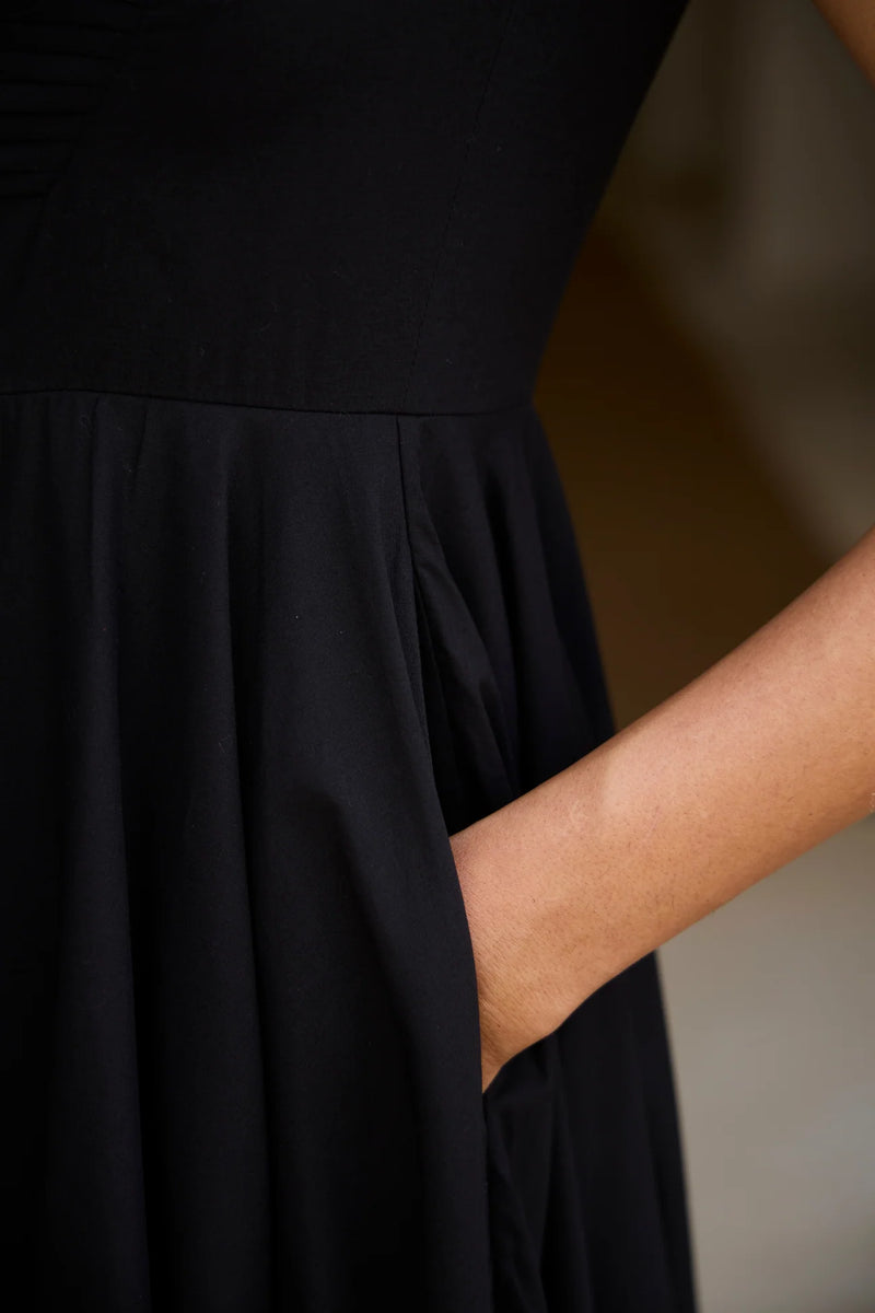 Manoor Black Organic Cotton Dress cotton by The Summer House in black color for women in Singapore