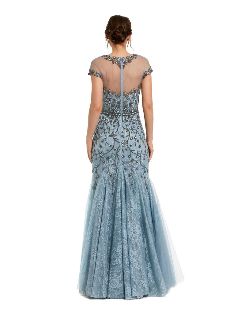 MD-2239 Flared Gown-Blue by Mac Duggal in blue color for women in Singapore