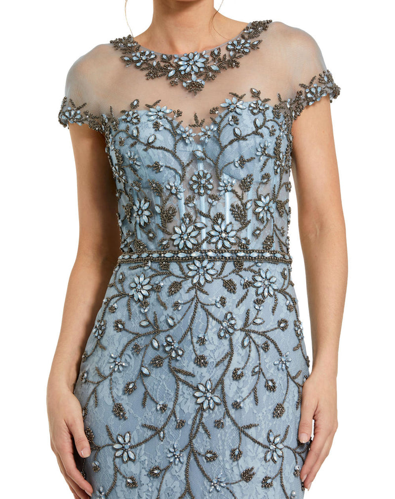 MD-2239 Flared Gown-Blue by Mac Duggal in blue color for women in Singapore
