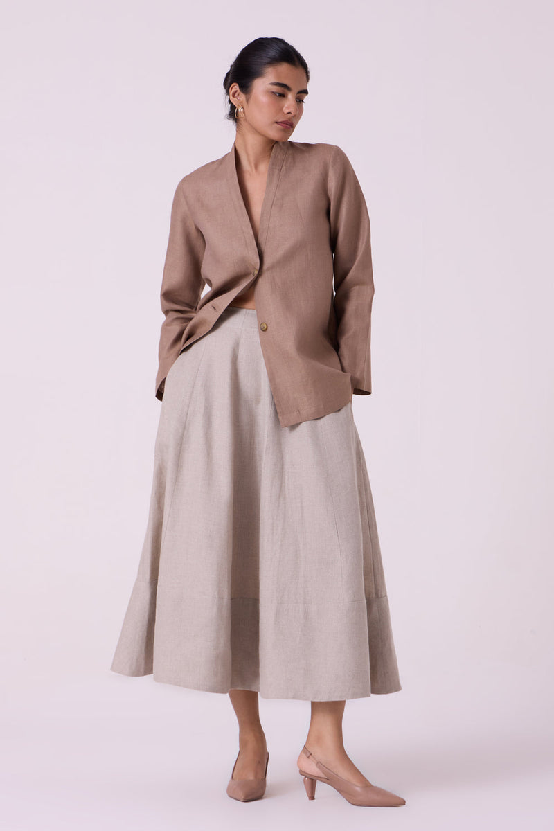 Darcy Brown Linen Jacket linen jacket/overlay by The Summer House in brown for women in Singapore