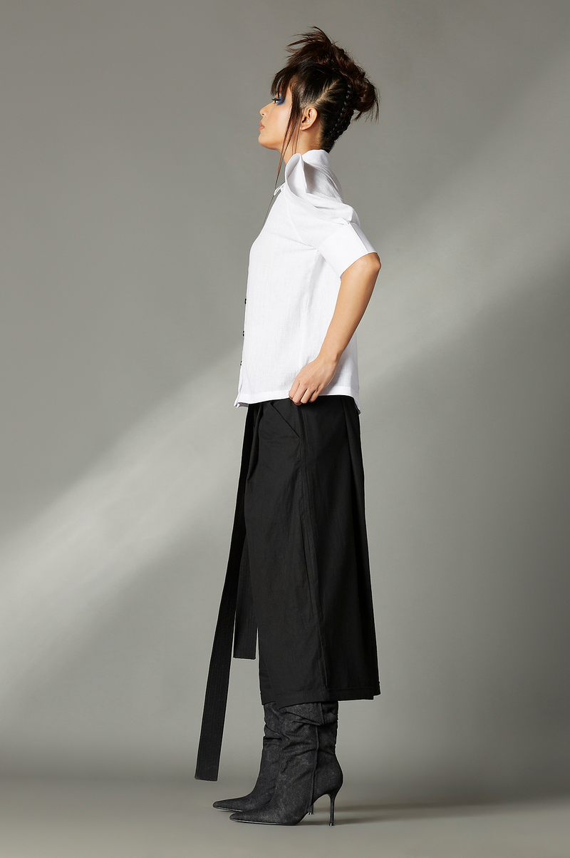 Drew Trousers in Black cotton by Chola in black color for women in Singapore