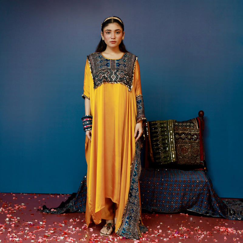 Saron Mustard Kaftan Set