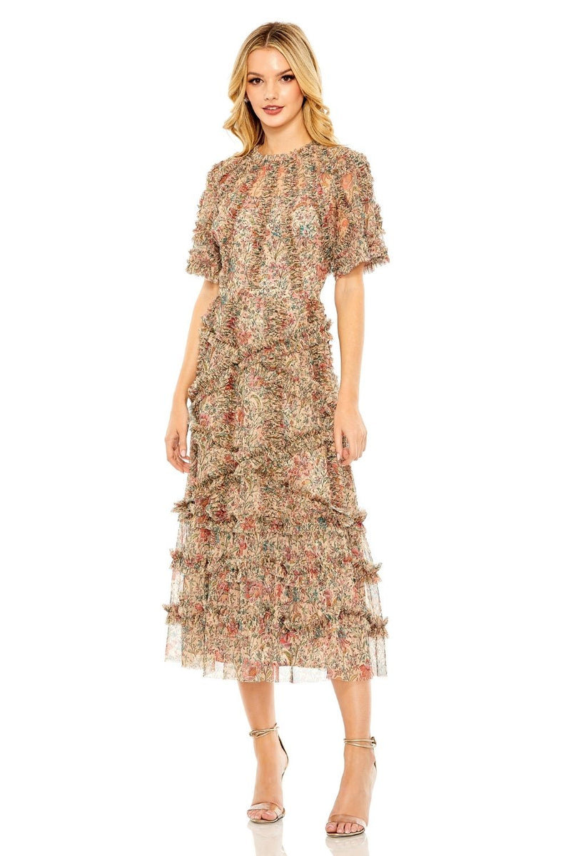 MD-8010 Ankle Length Dress-Beige by Mac Duggal in beige color for women in Singapore