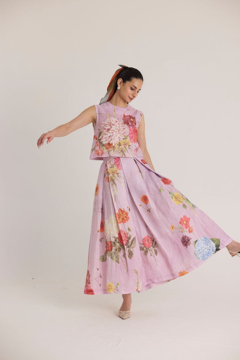 GIGGLE BERRY LINEN TOP & SKIRT SET linen by Yam for women in Singapore