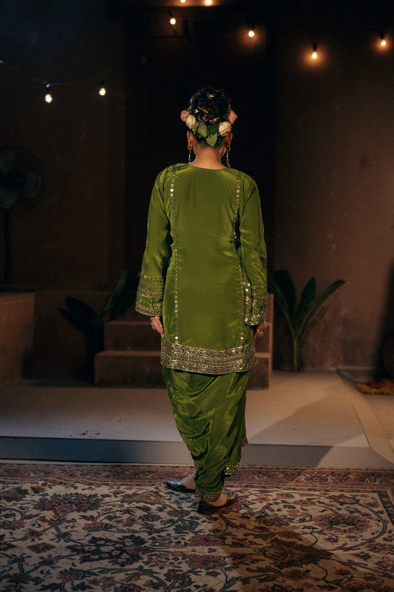 Sunira Kurta Skirt Set- Mehendi